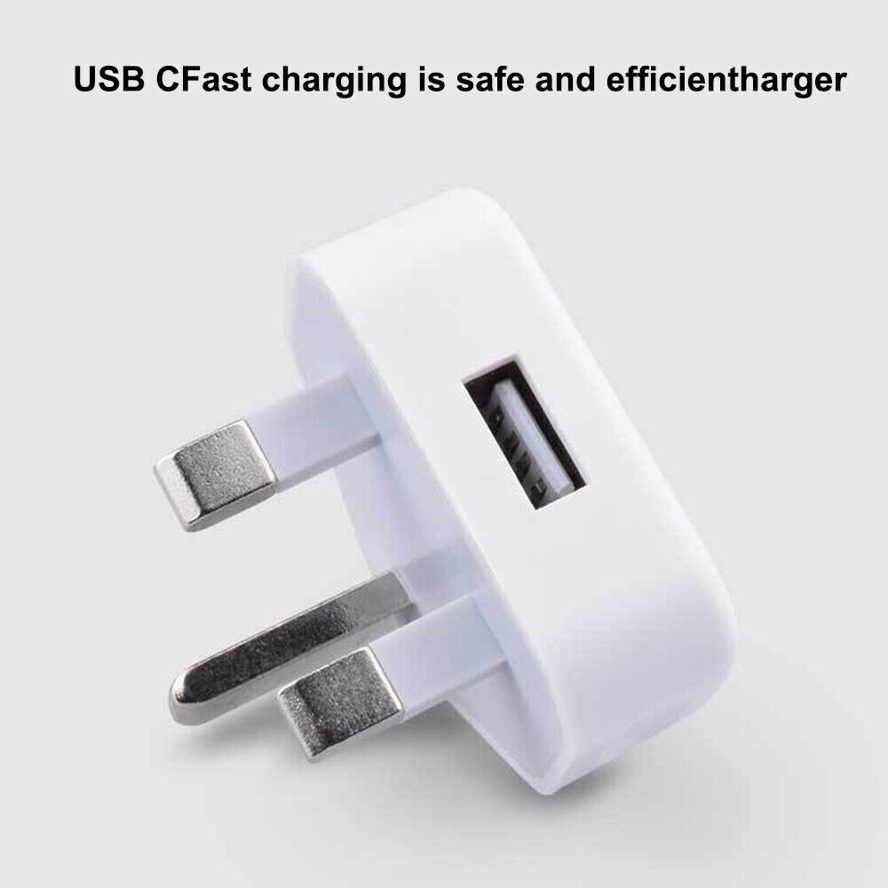 6 Pack UK USB Wall Charger 3 Pin Plug Mains Adapter For Phones, Tablets Power