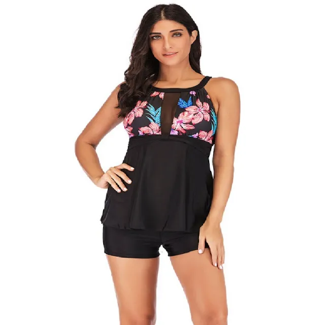 New Style Women's Slim Backless Skirt Swimsuit Red Flower - Shop at LoveMi