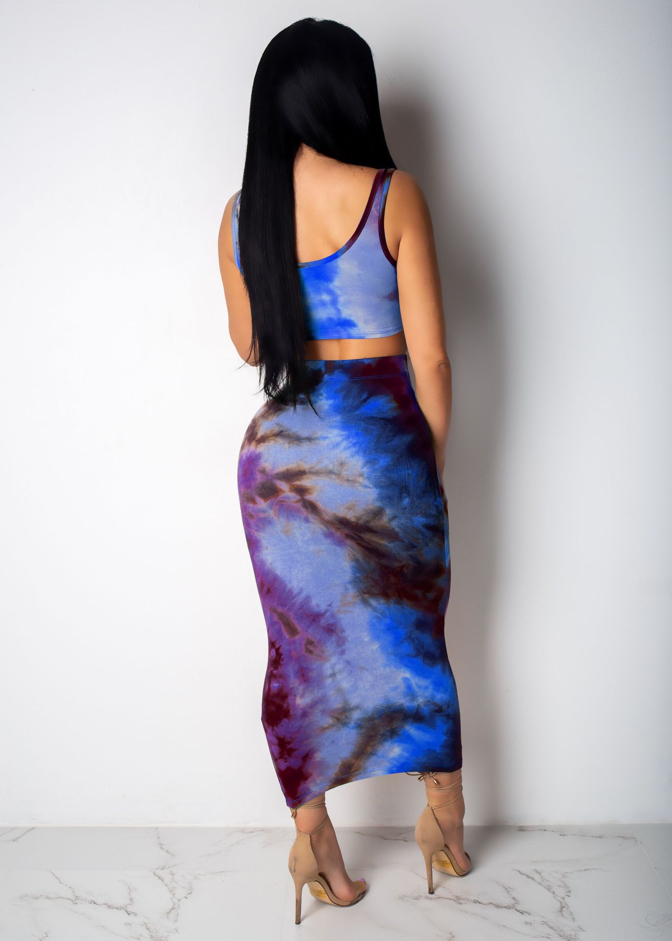 Title 3, Two-piece Sexy Printed Vest Midi Skirt