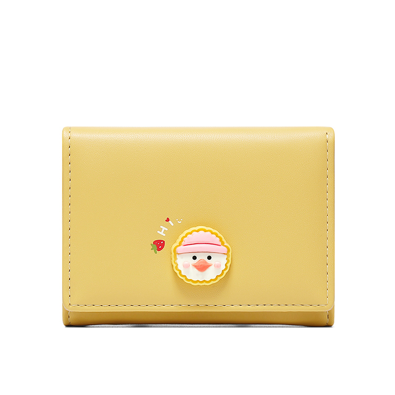 Women's Niche Design Tri fold Thin Cute Coin Purse Yellow - Shop at LoveMi