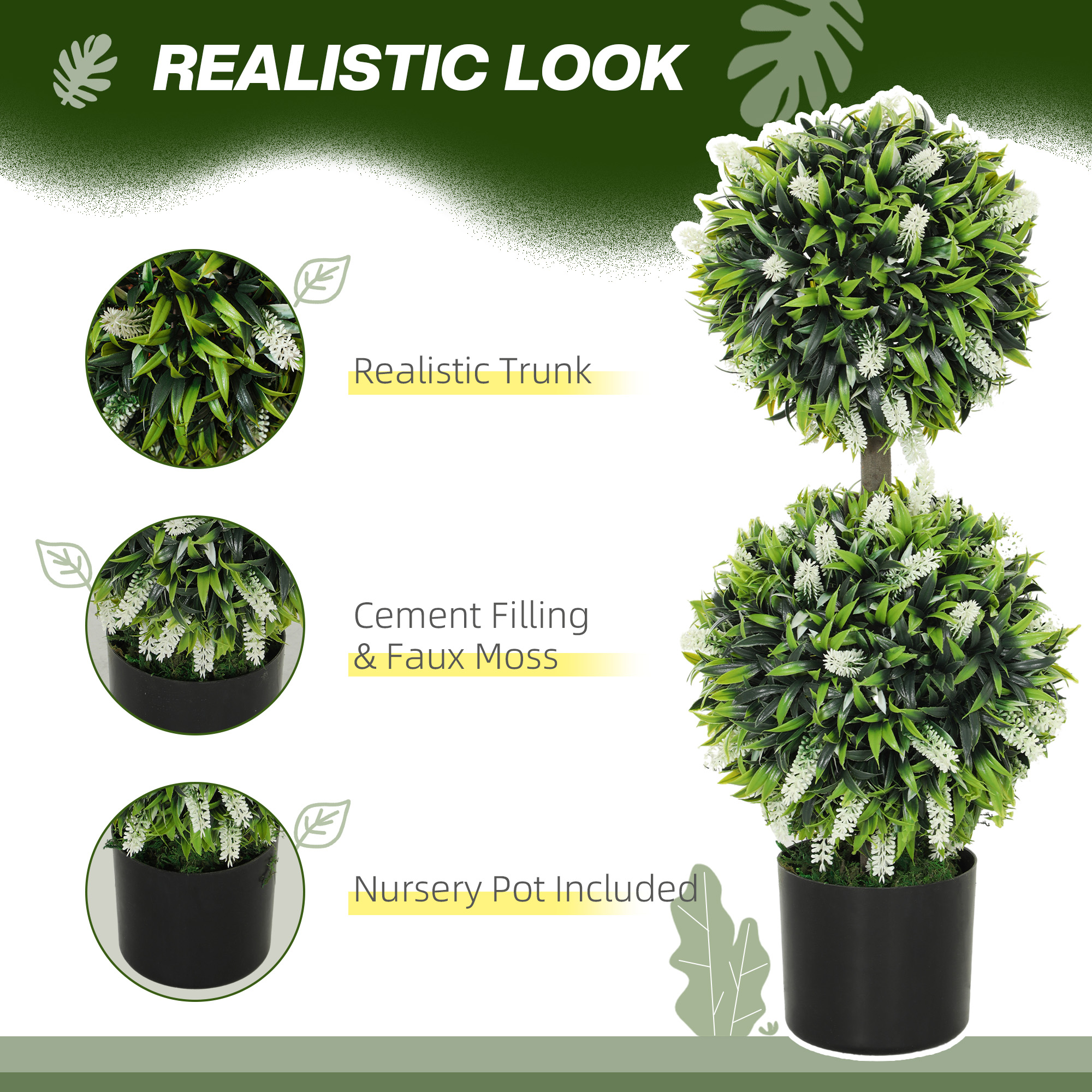 Two-piece Decorative Artificial Plant Ball Tree, With Lavender Potted Plants — image 4