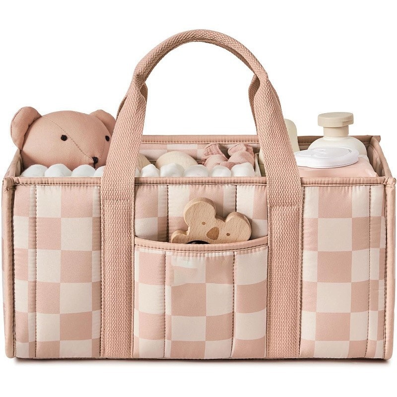 Handheld Portable Mommy Bag Large Capacity Professional Customized Maternal And Child Storage Bag Storage Bag - Pink Grid