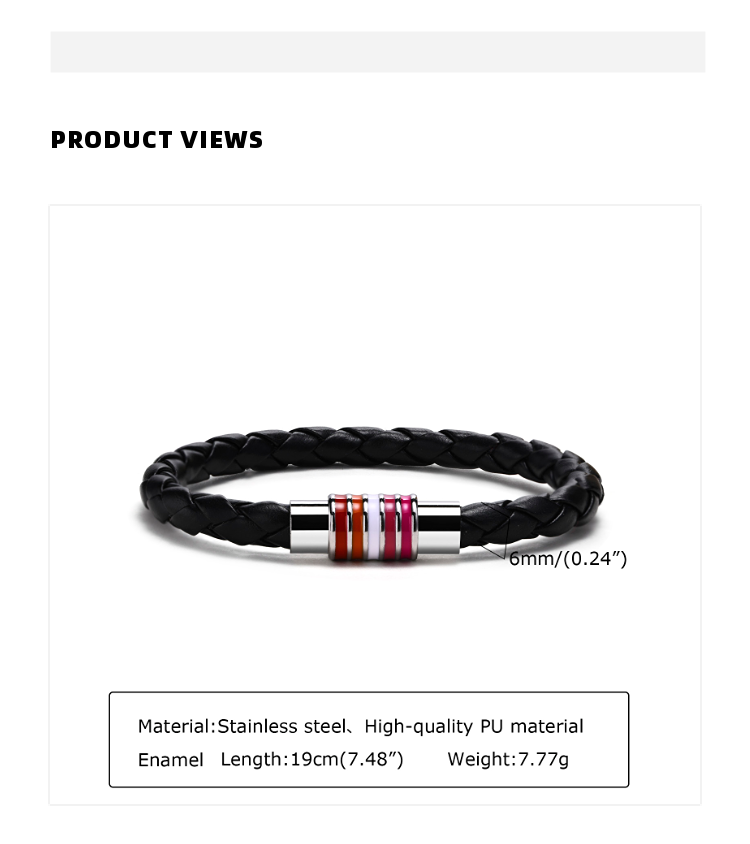 Rainbow Flag Titanium Steel Silicone Magnet Couple Bracelet