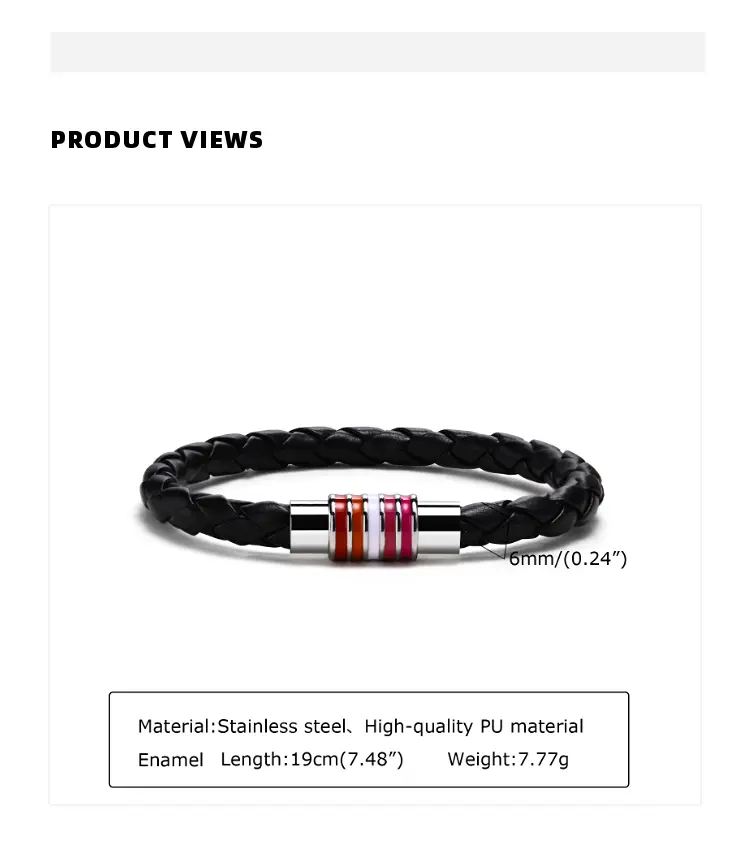Rainbow Flag Titanium Steel Silicone Magnet Couple Bracelet