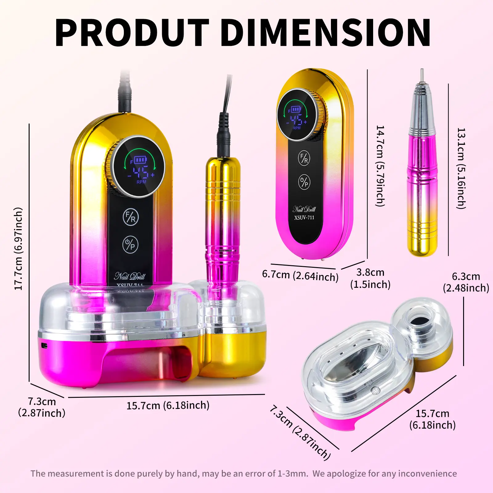 45000RPM Professional Nail Drill Kit, Nail Polishing Machine Includes Polishing Head And Drill Head, Basic Nail Tool Kit. Nail File Machine Kit Used For Removin