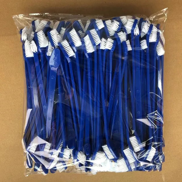 Pet Long Handle Double Head Toothbrush Sapphire Blue - Shop at LoveMi