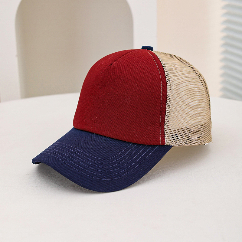 Men's Multi-color Sponge Top Mesh Trucker Hat For Sun Protection, Fashionable And Versatile, Suitable For Spring And Summer Outdoor Outings And Sports Wear.