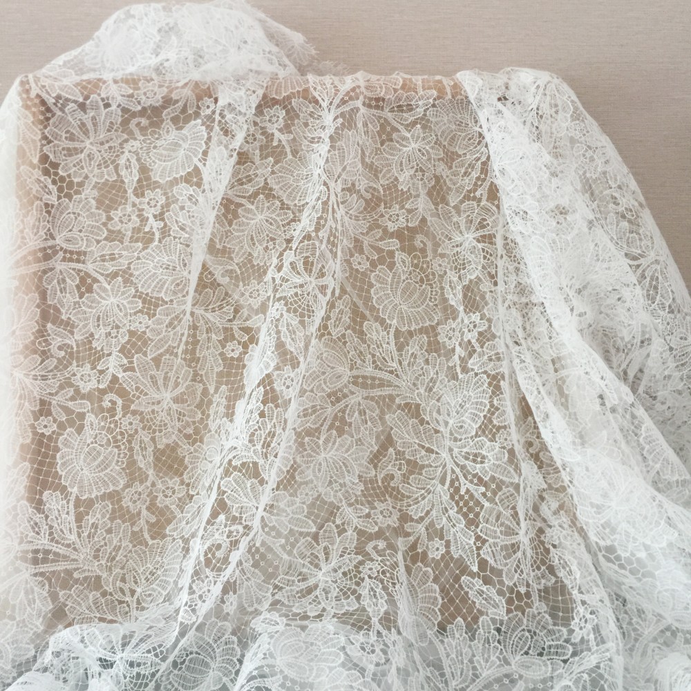 Title 6, Beige Fishing Thread Wedding Lace Fabric