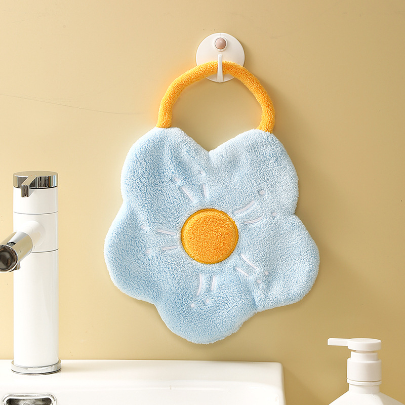 Thick Coral Fleece Hanging Hand Towels, Creative Cartoon Flower Hand Towels, Table Cleaning Cloths Wholesale — foto 4
