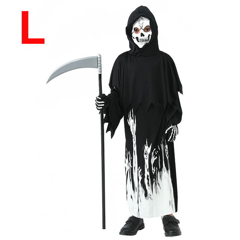 Glow In The Dark Grim Reaper Halloween Boys Fancy Dress Complete Outfit 5-9 — image 8
