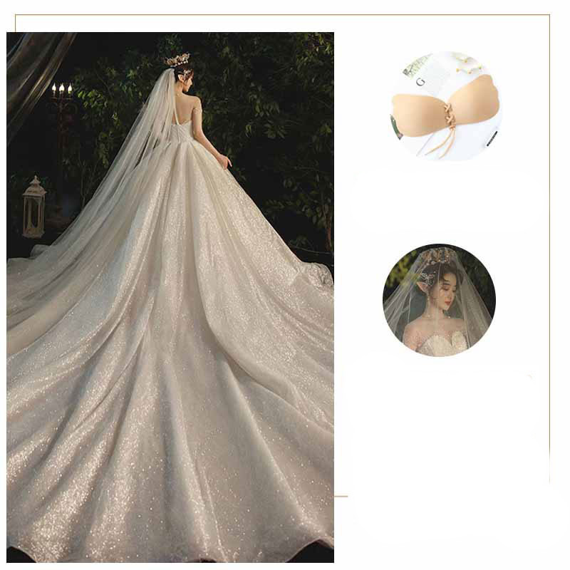 Women's Temperament Simple Bridal Bustier Trailing Dress