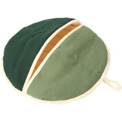 Round Fan Cotton And Linen Wool Warm Semi Enclosed Pet Nest For Cat Small Dog - Green - View 1