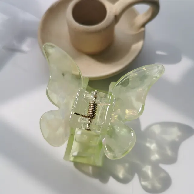 Hair Clip Female Korean Ins Back Head Color Butterfly Catch Clip Super Fairy Girl Hair Clip Sweet Hair Catching Girl Fresh Green - Shop at LoveMi