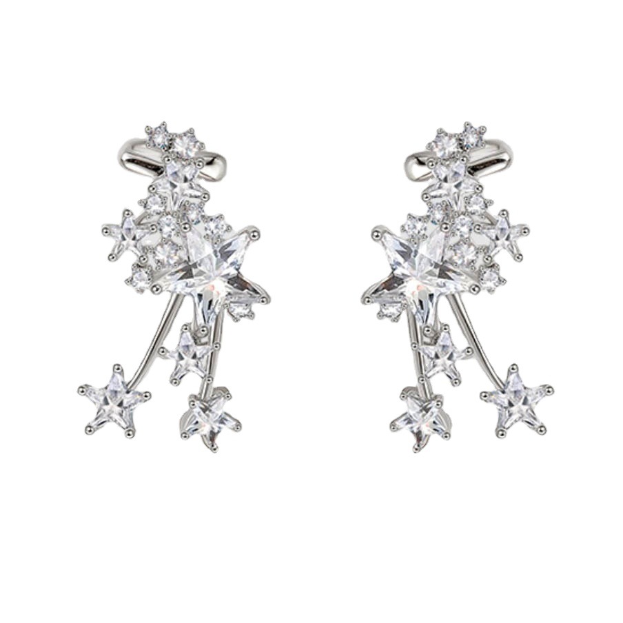 Title 4, Bright Pentagram Fashion Earrings with Zircon, ...