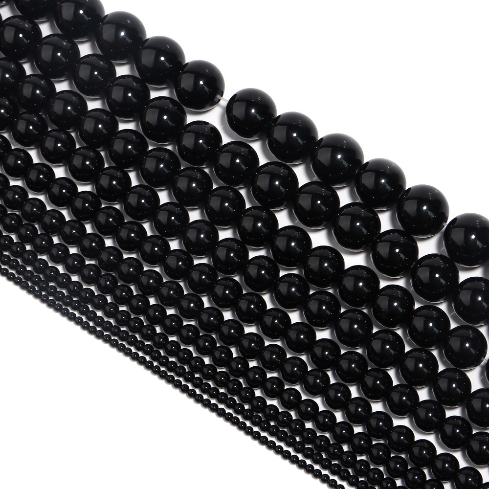 Title 4, New Black Agate Round Beads