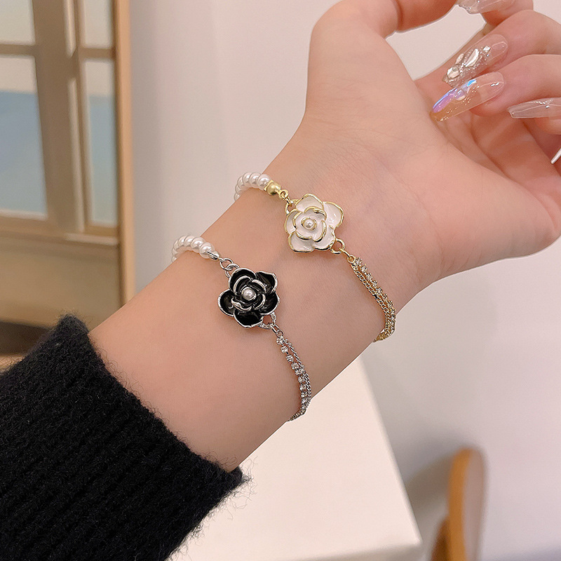 Title 2, Retro Hong Kong Style Camellia Pearl Bracelet F...