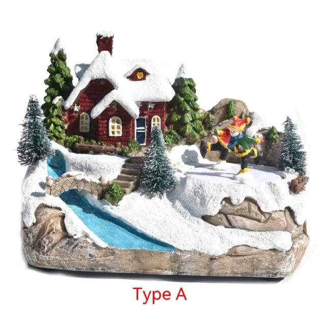 LED Colored Lamp Resin Christmas Luminous Small House Decoration Luminous Music Small House A - Shop at LoveMi