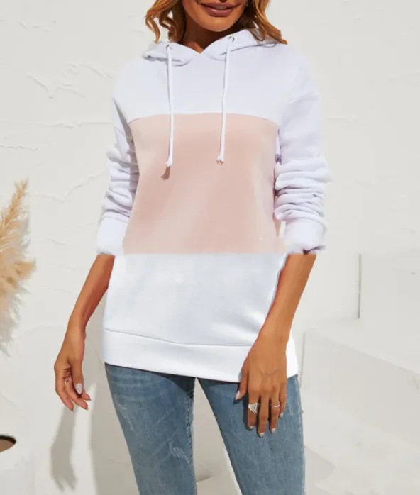 Multi Color Hooded Sweater Long Sleeve White - Shop at LoveMi