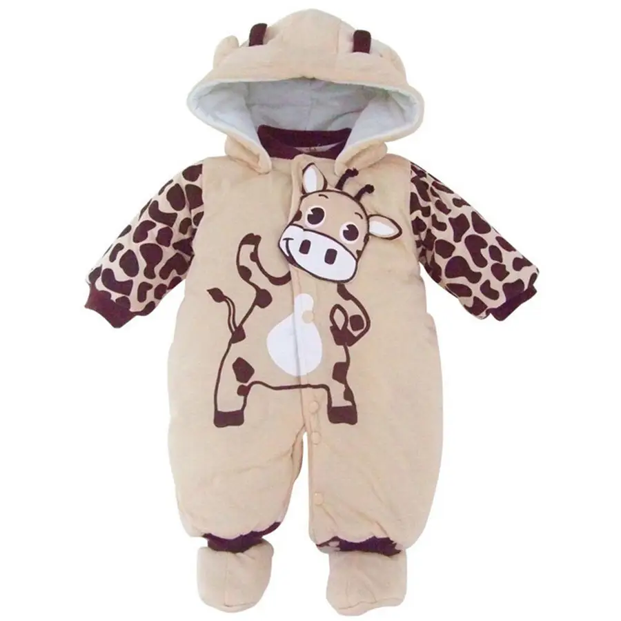 New Long-sleeved Baby Cow Cotton Thick Padded Jumpsuit