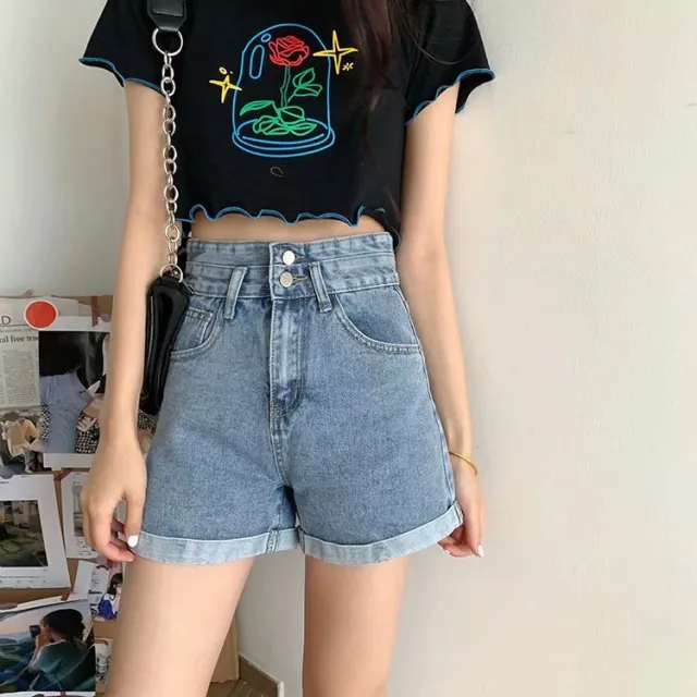Women's Denim Shorts Are Loose And Versatile Blue - Shop at LoveMi