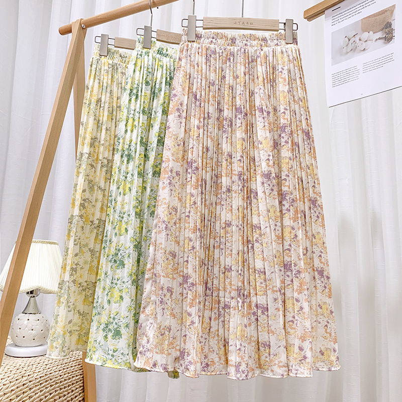 Women's Large Swing Skirt High Waist Slim Printed Skirt