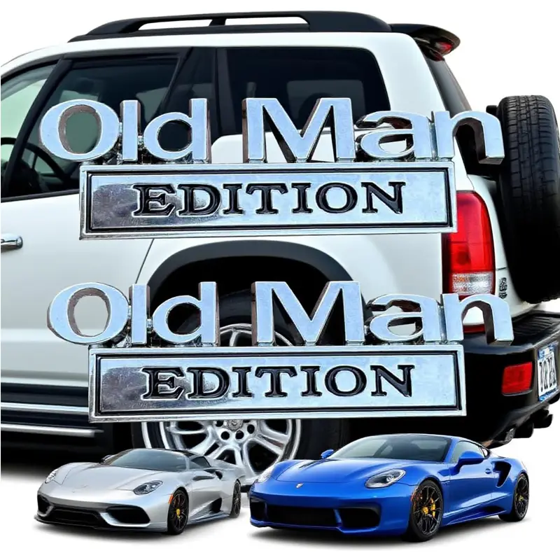 2pack Old Man Edition Emblems, Seabee Emblem 3D Badge Decal Car Truck SUV,Refrigerator Sticker,Window Display Stickers,Bicycles, Laptops, Fridges
