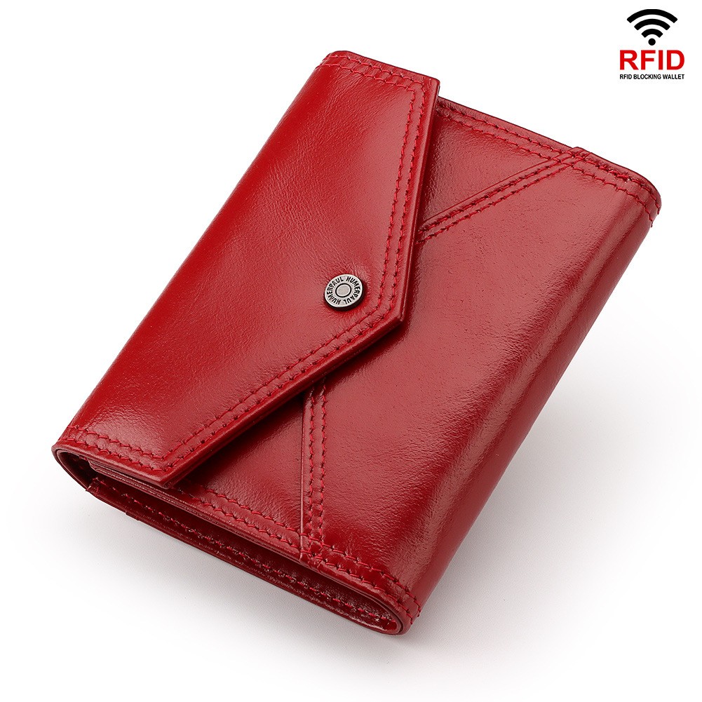 Title 4, Simple Wallet First Layer Cowhide Buckle RFID C...