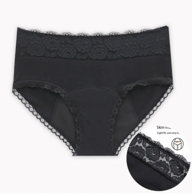 Large Size Ladies Cotton Physiological Underwear Front And Rear Leak proof Four layer Sanitary Napkin free Aunt Panties Lace Flower Xl 1Pc - Shop at LoveMi