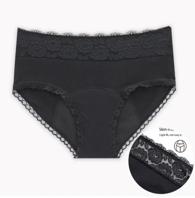 Large Size Ladies Cotton Physiological Underwear Front And Rear Leak-proof Four-layer Sanitary Napkin-free Aunt Panties - Lace Flower-Xl-1Pc