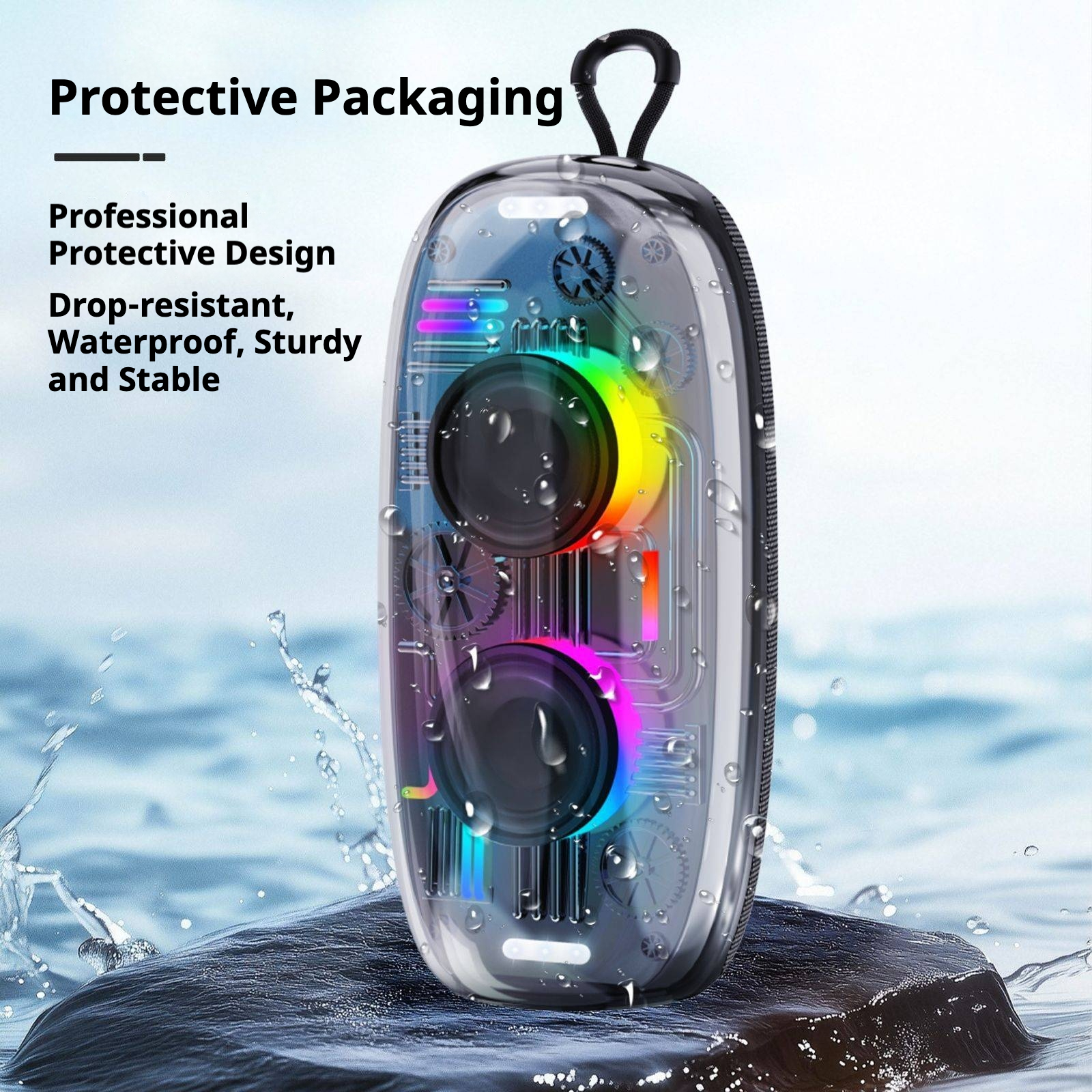 KP-825 Best-Selling Bluetooth Speaker Cool RGB Ambient Lighting Portable Outdoor Handle Waterproof Compact Desktop Speaker
