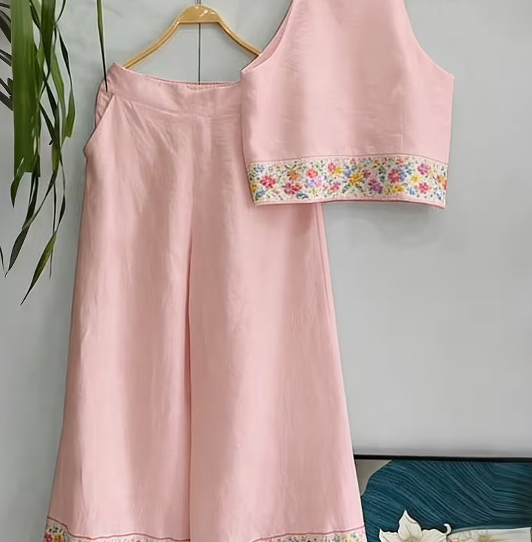 Simple Two-piece Set Of Suspender Wide-leg Pants For Women