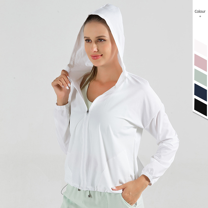 Women's Thin Yoga Sports Jacket Loose Quick-drying Hooded