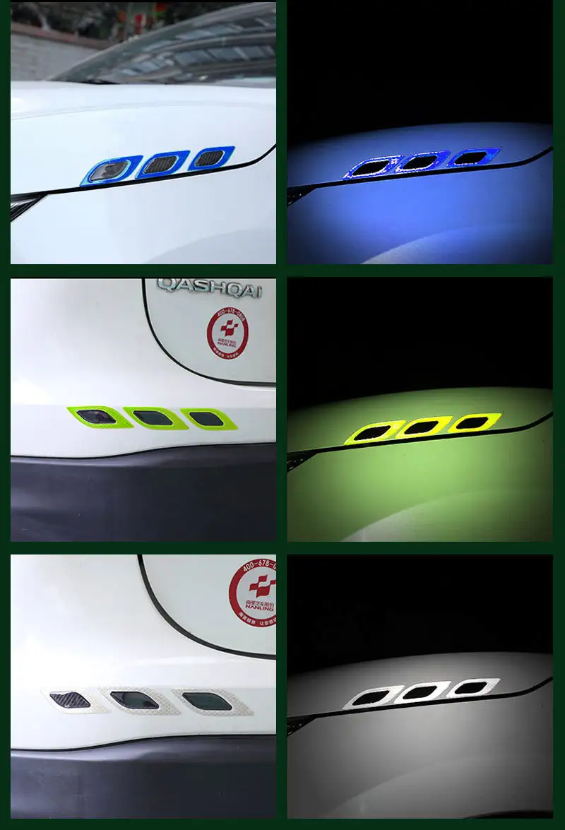 Car Body Sticker Carbon Fiber Grain Leaf Board Reflective Sticker Hood Lamp Eyebrow Anti Scratch Thickened Drip Adhesive Warning Sticker