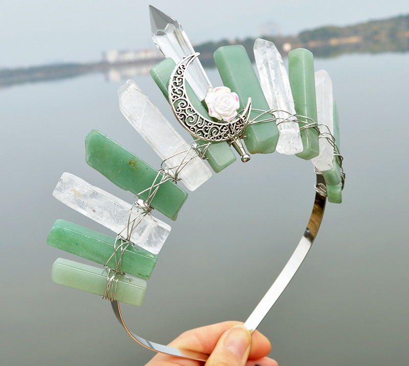 Natural Crystal Column Handmade Crown Hair Accessories — foto 5