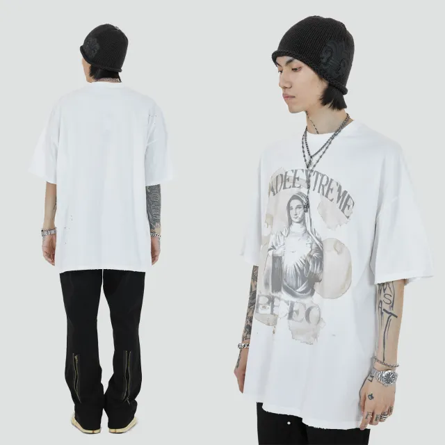 Madonna Print Loose National Tide Brand Hip Hop Street Top White - Shop at LoveMi
