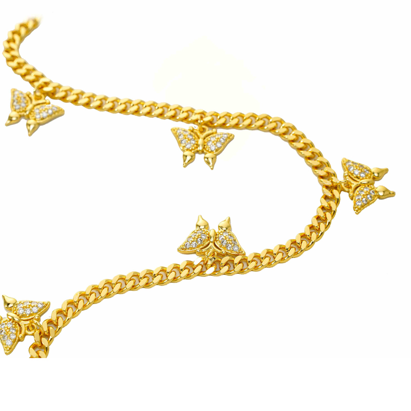 24K Gold Over Butterfly Design Jewelry, Micro-Inlaid Mossani