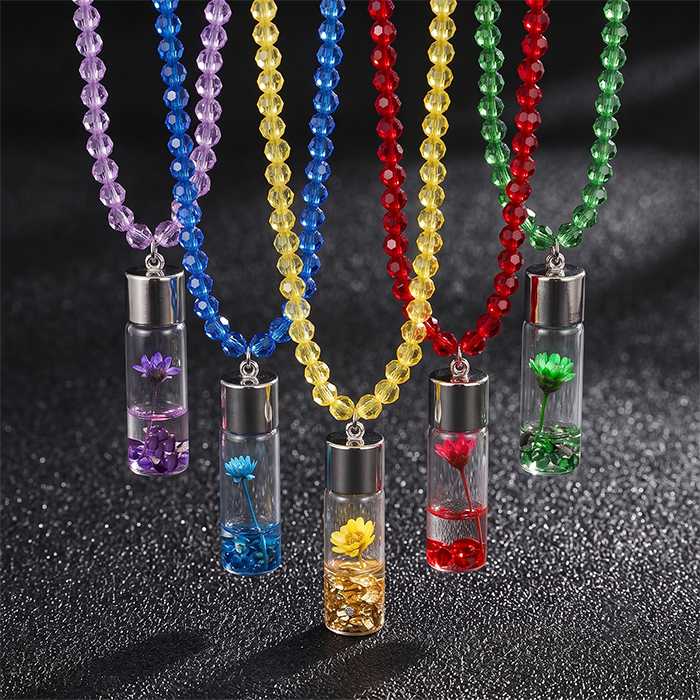 Vibrant Floral Vial Pendant Choker Necklace – 1
