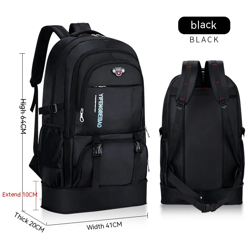 Waterproof Travel Mountain Climbing Outdoor Large Capacity Backpack - Black