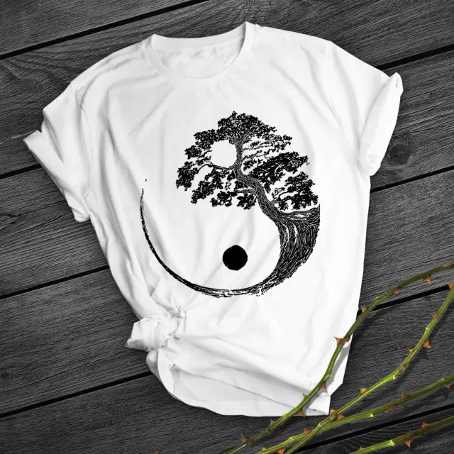 Planet Moon Space Pattern Printed T shirt Short Sleeve White - Shop at LoveMi