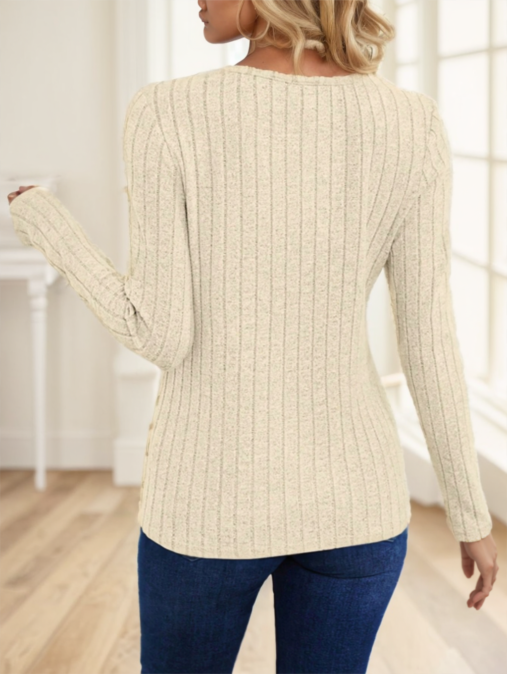 Women's Solid Color Round Neck Long Sleeve
