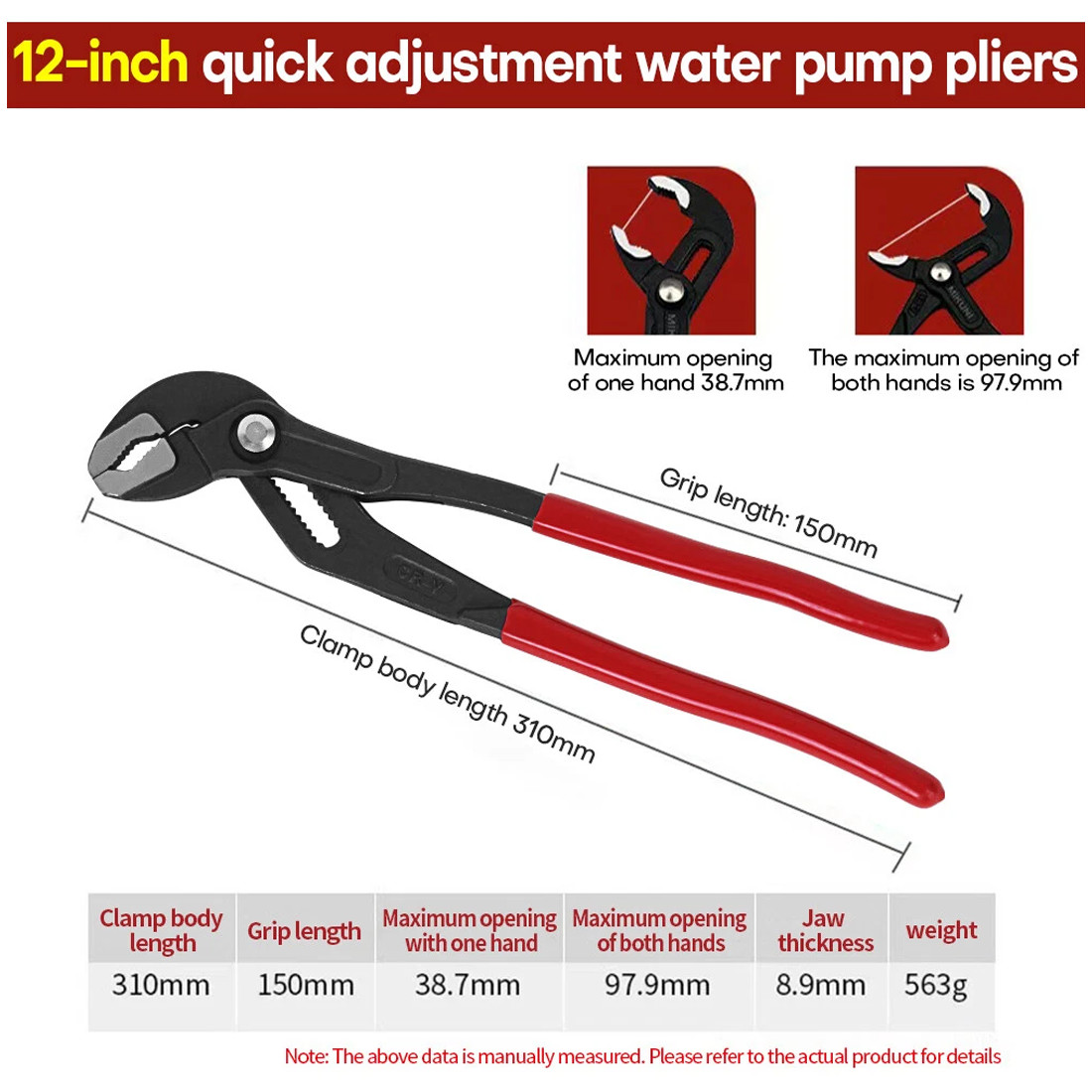 NEW 3x Water  Pliers Quick Release Plumbing Pliers Wrench Adjustable Water... 9