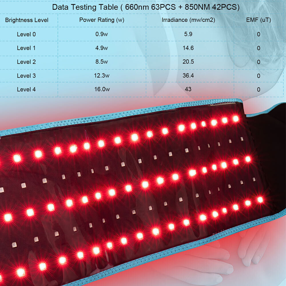 Near Infrared Red Light Therapy Waist Wrap Pad Belt Reduce Fat For Pain Relief