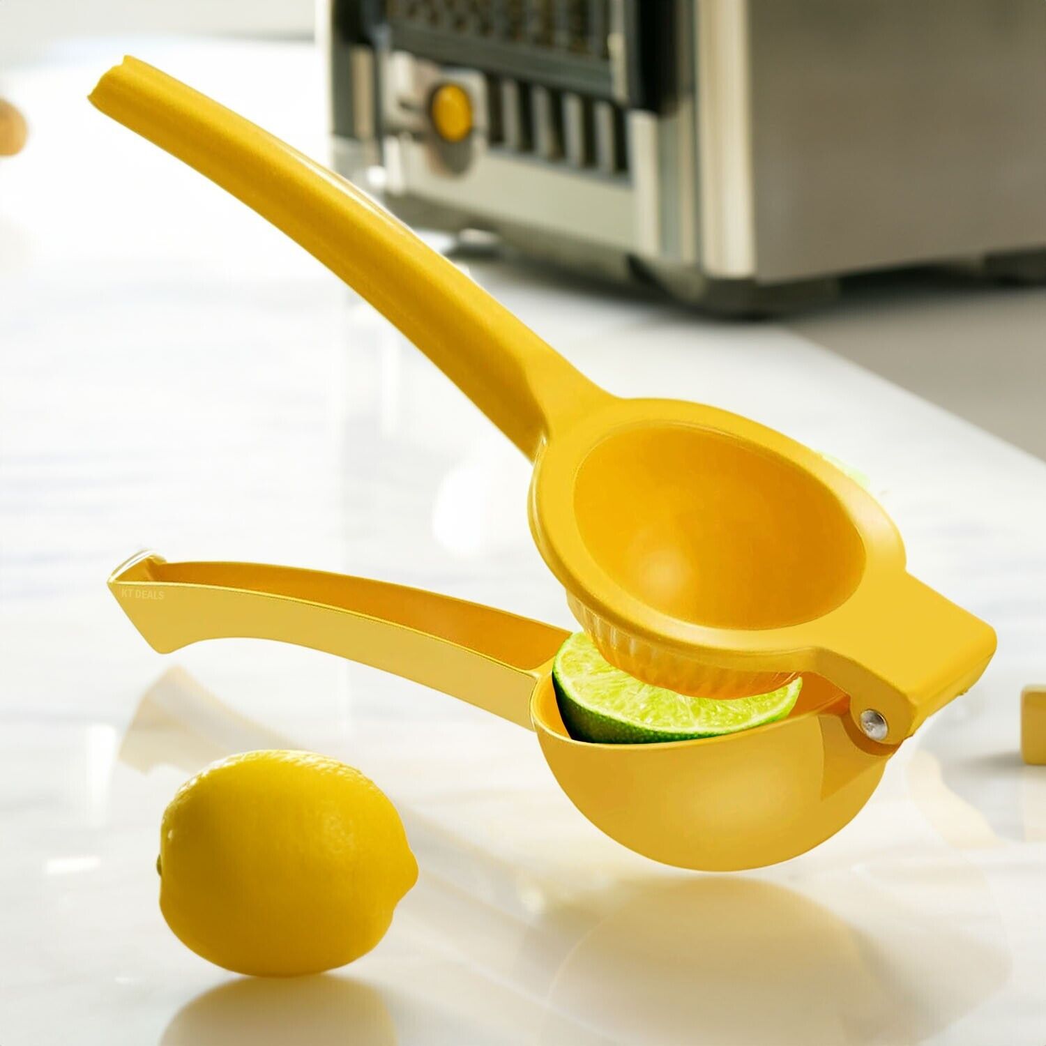 Citrus Juicer Press Tool Lemon Squeezer for Extracting the Most Juice Possible by KT Deals. Kitchen Metal Lemon Squeezer - Handheld Lemon Juicer Squeezer - Easy to Use Citrus Juicer - Manual Press. GET EVERY LAST DROP OF JUICE: Our lemon squeezer won’t wa