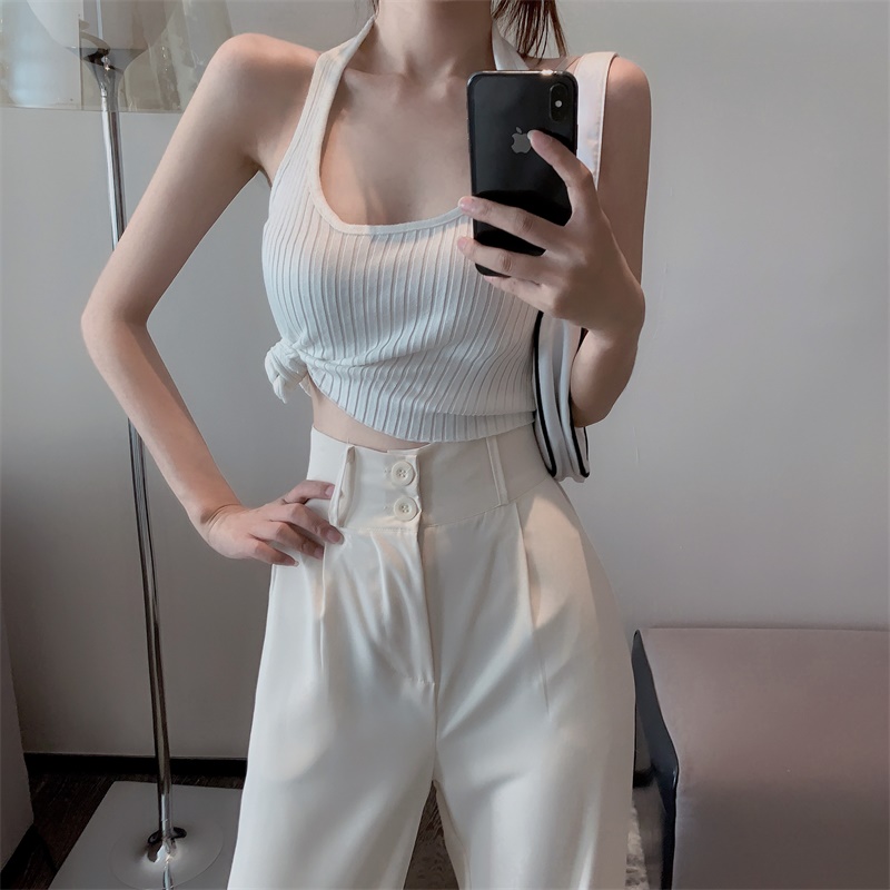 Title 12, Weiße Hose Damen High Waist Drapierung Anzug Wi...