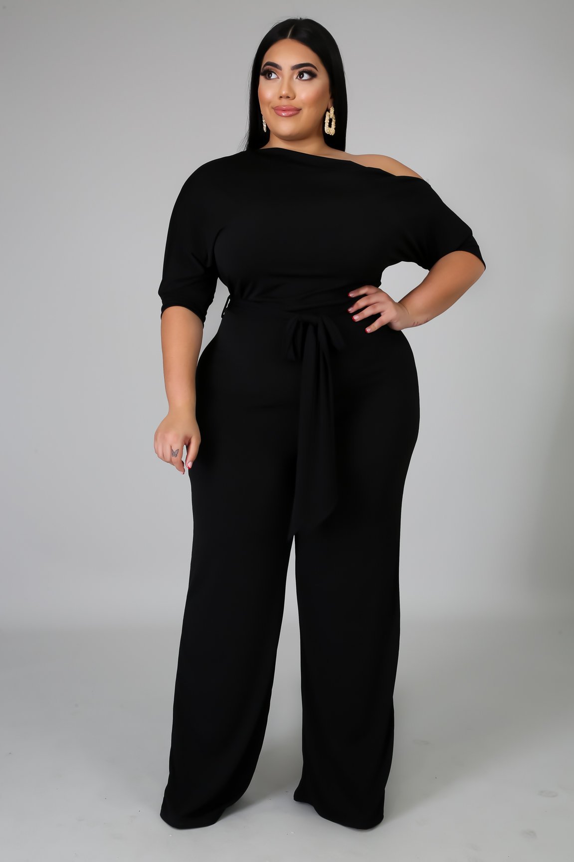 Title 4, Slanted Shoulder Strap Casual Wide-leg Pants