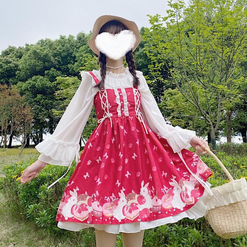 Lolita Chiffon See-through Thin Inner Long-sleeved Top Women's