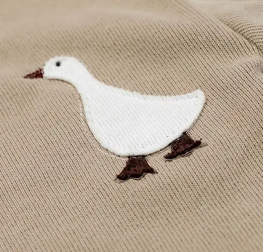Rice Wool Material Bear Goose Embroidered Baby Two-piece Set