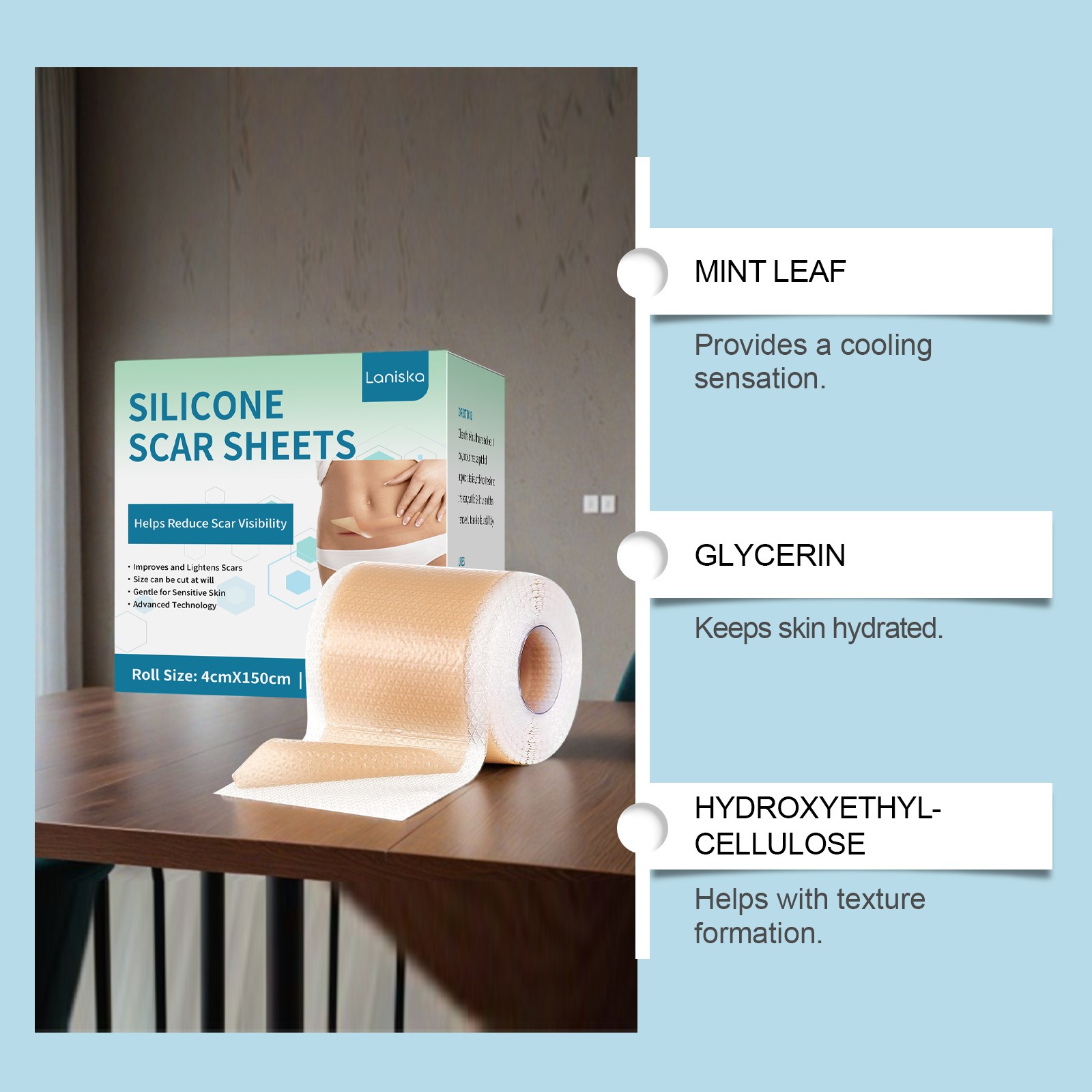 Silicone Care Patches Silicone Scar Sheets Daily Gentle Care Conforms To Body Skin Smooth, Breathable, Comfortable, Nourishing