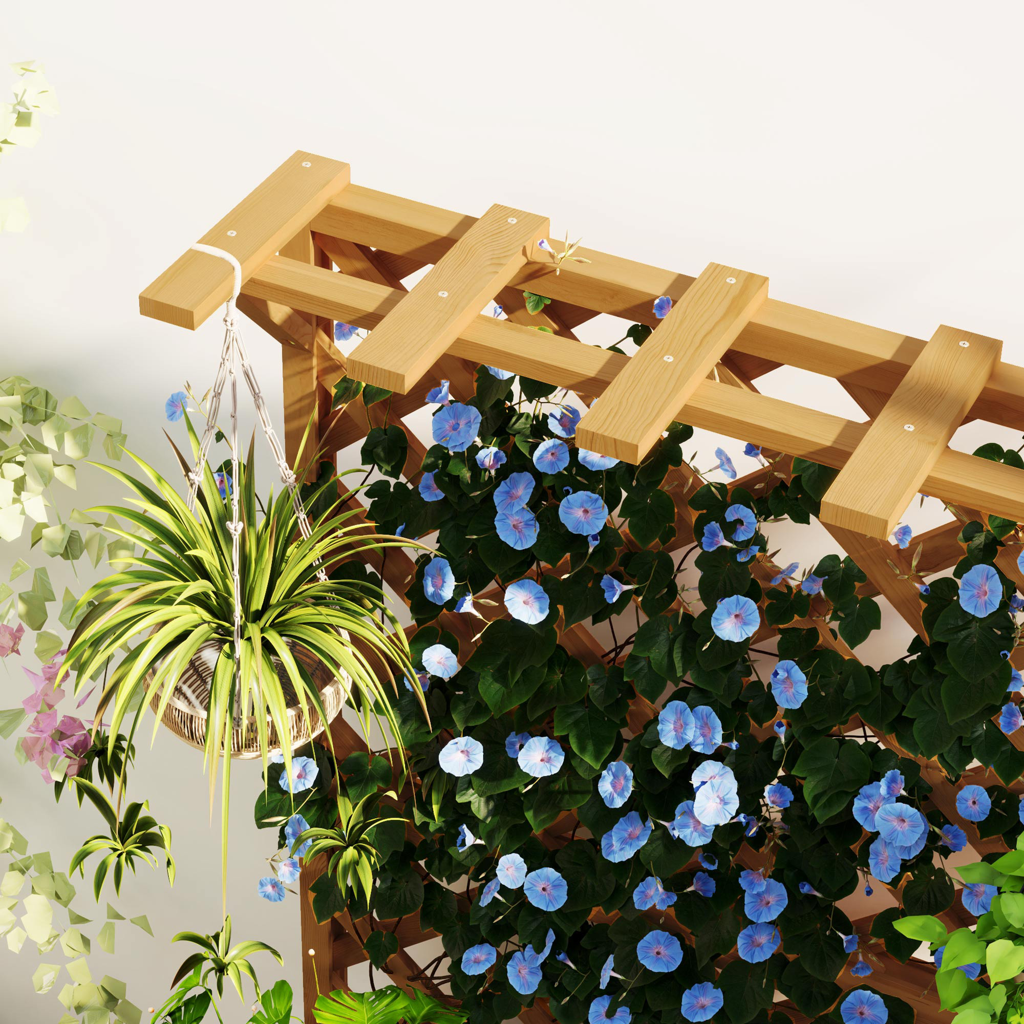 Wooden Flower Pot With Rack, Independent Elevated Garden Bed Drainage Holes — image 4