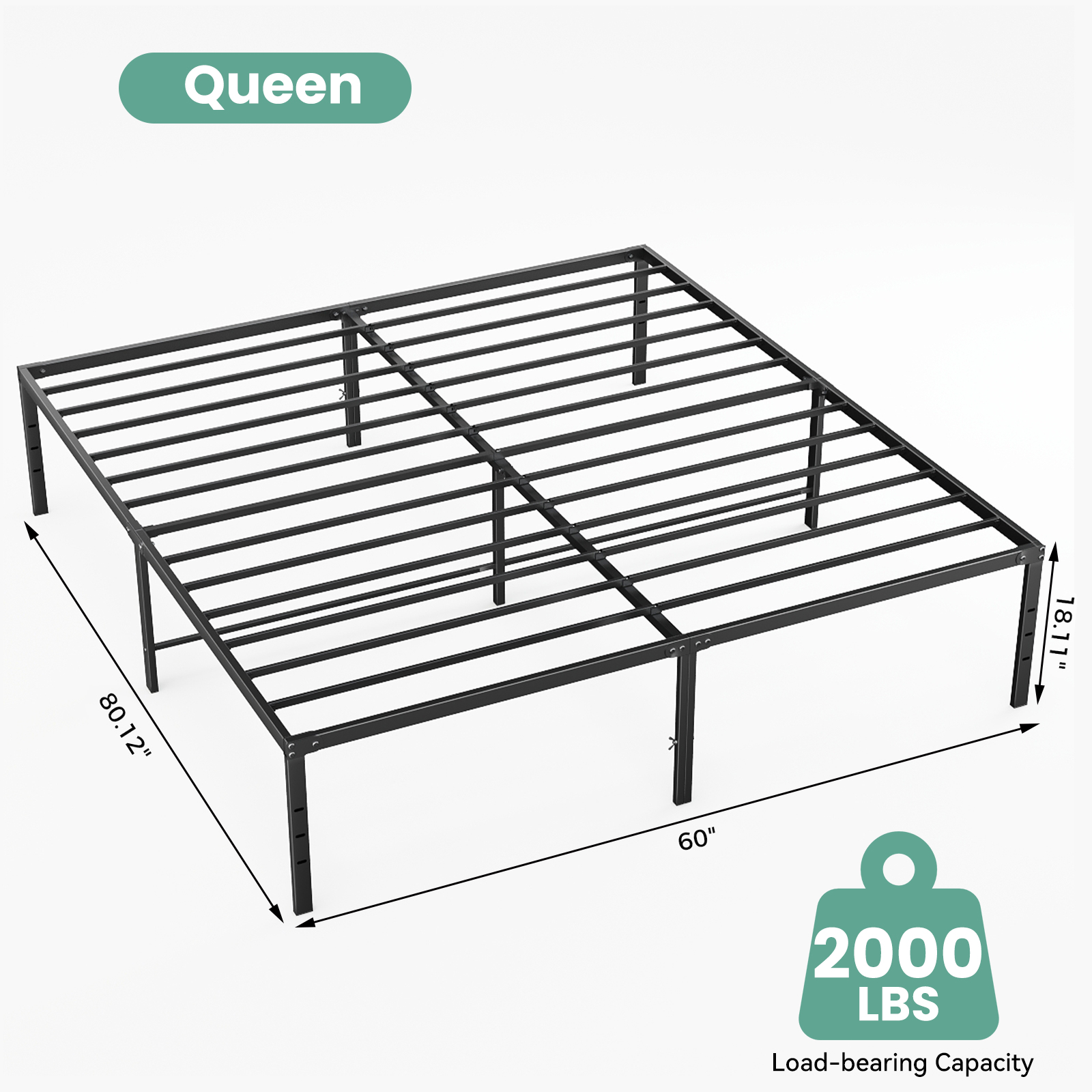 Sturdy And Durable Metal Base Frame, Noiseless Sturdy Steel Crossbars, Under-bed Storage Space, No Need For Box Springs